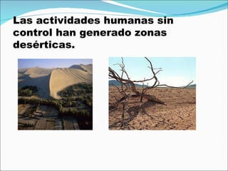 Las actividades humanas sin  control han generado zonas desérticas. 
