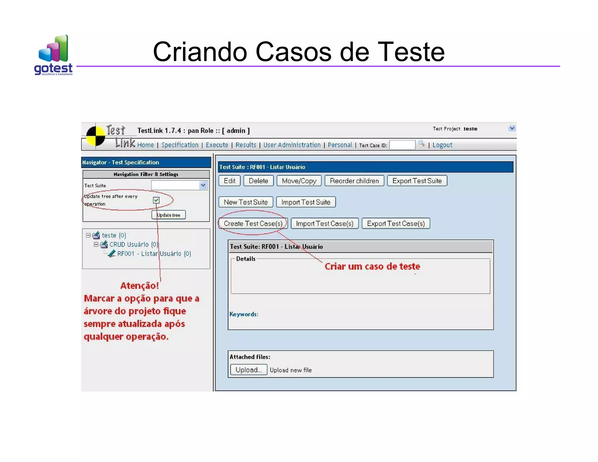 Criando Casos de Teste
 