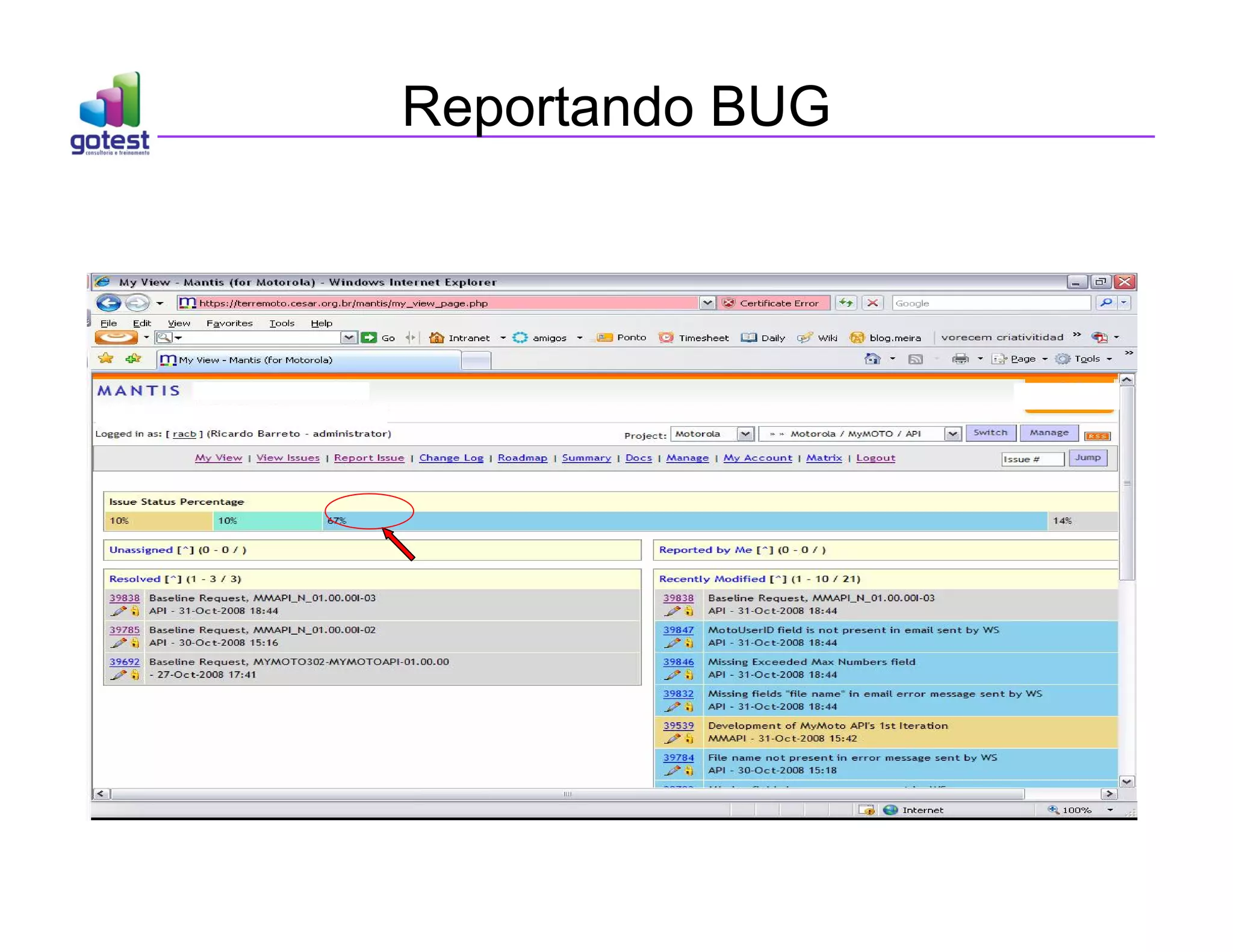 Reportando BUG
 