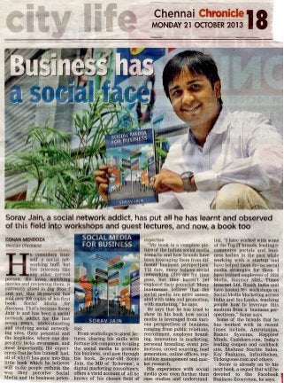 Featured in Deccan Chronicle for my book Social Media for Business