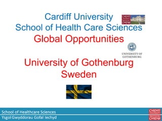 Cardiff University
School of Health Care Sciences
Global Opportunities
University of Gothenburg
Sweden
 