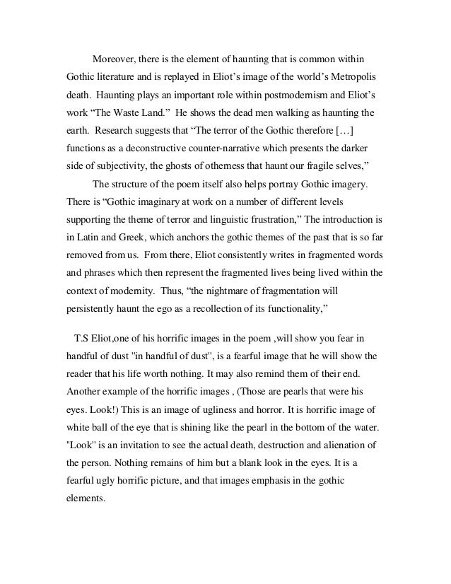 Should Medical Marijuana Be Legalized Essay Gothic Elements In T S Eliot S The Waste Land Editorial Essay also American Literature Essay Gothic Literature Essay Literary Analysis Essay Your Assignment And Concluding An Argumentative Essay
