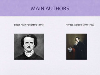 MAIN AUTHORS
Edgar Allan Poe (1809-1849) Horace Walpole (1717-1797)
 