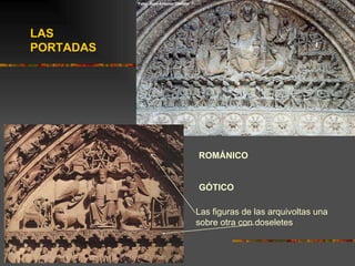ROMÁNICO GÓTICO Las figuras de las arquivoltas una sobre otra con doseletes LAS PORTADAS 