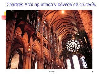 Chartres:Arco apuntado y bóveda de crucería. 