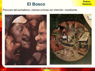Pintura
                      El Bosco                                            flamenca

Precursor del surrealismo, vis...
