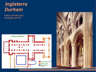 Durham
Inglaterra
Gótico primitivo has
mediados del XIII
 