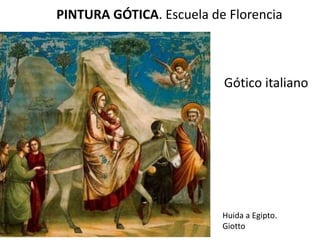 PINTURA GÓTICA. Escuela de Florencia
Gótico italiano
Huida a Egipto.
Giotto
 