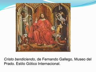 Cristo bendiciendo, de Fernando Gallego, Museo del Prado. Estilo Gótico Internacional.