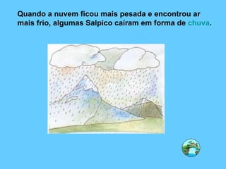 Quando a nuvem ficou mais pesada e encontrou ar mais frio, algumas Salpico caíram em forma de  chuva . 