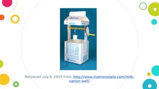 Retrieved July 8, 2015 from, http://www.livemoredaily.com/milk-
carton-well/
 