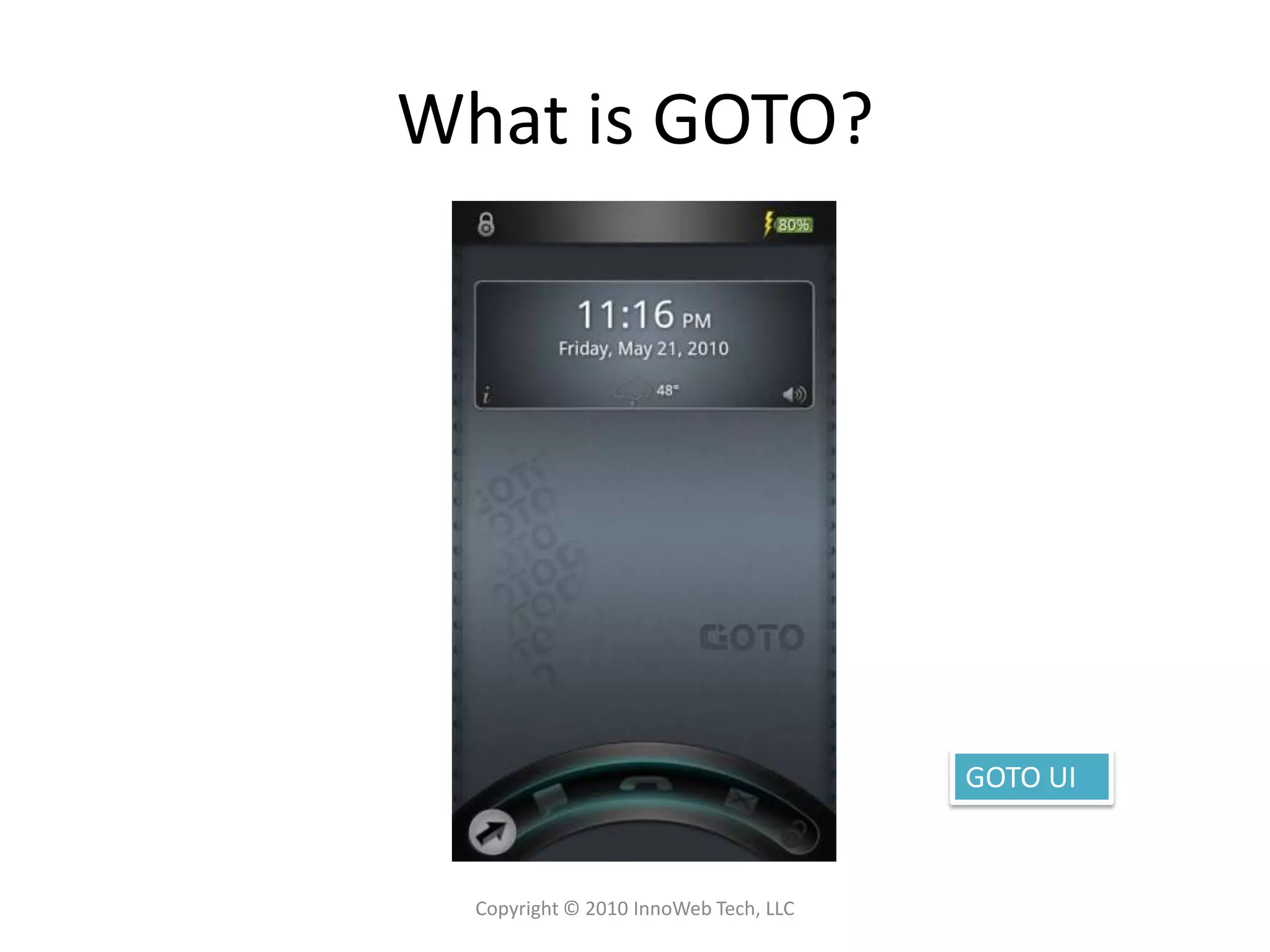 What is GOTO?Copyright © 2010 InnoWeb Tech, LLCGOTO UI