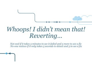 Whoops! I didn’t mean that!
Reverting… 
 
Not cool if it takes 5 minutes to see it failed and 5 more to see a fix 
No-one notices if it only takes 5 seconds to detect and 5 to see a fix
 