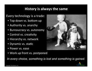 Copyright	
  Third	
  Nature,	
  Inc.	
  
History	
  is	
  always	
  the	
  same	
  
Every	
  technology	
  is	
  a	
  tra...
