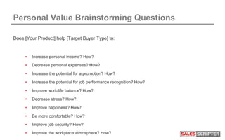 Product Target Value Pain Questions Name Drop
 