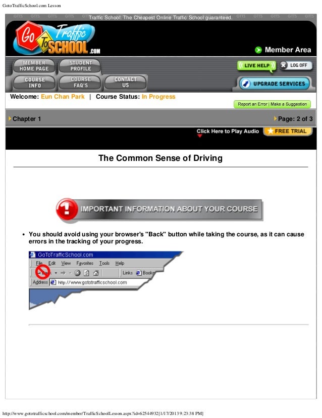 Go To Traffic School >> Goto Trafficschool Com Lesson 1 Go To Traffic School >> Goto Trafficschool Com Lesson 1