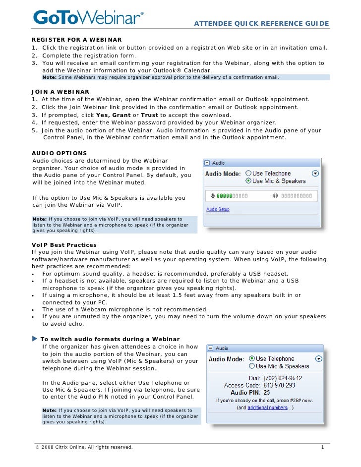 Gotowebinar Attendee Guide