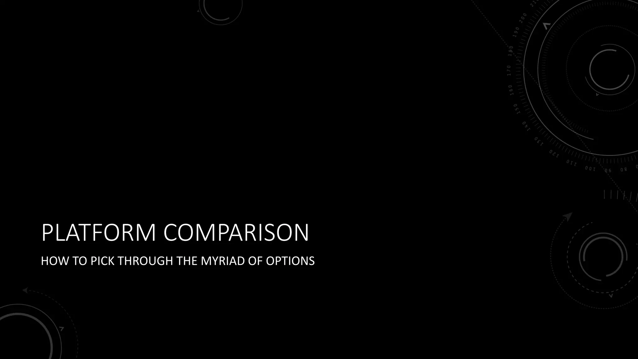 PLATFORM COMPARISON
HOW TO PICK THROUGH THE MYRIAD OF OPTIONS
 