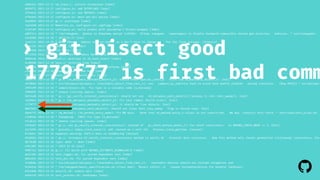 a98e343 2013-12-17 vm_trace.c: isolate exceptions [nobu] 
8859ff1 2013-12-17 configure.in: add $CPPFLAGS [nobu] 
2f346cb 2013-12-17 configure.in: use $DTRACE [nobu] 
ef9ea04 2013-12-17 configure.in: move opt-dir option [nobu] 
5ea9849 2013-12-17 gc.c: prototype [nobu] 
7a24660 2013-12-17 Makefile.in, configure.in: cppflags [nobu] 
7c51c8f 2013-12-17 configure.in: build probes with systemtap's dtrace wrapper [tmm1] 
e80f2c1 2013-12-16 * lib/rubygems: Update to RubyGems master 1c5f4b3. Allows rubygems repackagers to disable backward-compatible shared gem directory behavior. * test/rubygems: 
45c858d 2013-12-16 * 2013-12-17 [svn] 
14e213c 2013-12-16 * NEWS (RDoc): Update version number so I don't have to change it for the final release. [drbrain] 
26e425e 2013-12-16 hash.c: typo [nobu] 
4210568 2013-12-16 fix typos [kazu] 
9931920 2013-12-16 * NEWS: mention about Hash#reject. [nobu] 
0988148 2013-12-16 hash.c: warnings in rb_hash_reject [nobu] 
6cd0d06 2013-12-16 hash.c: refactor loop [nobu] 
62c7356 2013-12-16 test_process.rb: fix for 32bit platforms [nobu] 
c560193 2013-12-16 class.c: fix option hash [nobu] 
5515c56 2013-12-16 test_io.rb: IO.write test [nobu] 
9ae9f7c 2013-12-16 * gc.c (rb_objspace_markable_object_p): should check special_const_p first (by is_markable_object()). [ko1] 
d4f80bd 2013-12-16 * ext/objspace/objspace.c (reachable_object_from_root_i): use compare_by_identity hash to avoid hash modify problem during iteration. [Bug #9252] * ext/objspac 
295fe99 2013-12-16 * sample/exyacc.rb: Fix typo in a variable name [a_matsuda] 
f89bd95 2013-12-16 * remove trailing spaces. [nobu] 
8d254db 2013-12-16 * gc.c (gc_verify_internal_consistency): should not use rb_objspace_each_objects() because it call rest_sweep(). [ko1] 
1a209e4 2013-12-16 * gc.c (rb_objspace_markable_object_p): fix last commit (build error). [ko1] 
1779f77 2013-12-16 * gc.c (rb_objspace_markable_object_p): it should be live objects. [ko1] 
60b7bd2 2013-12-16 * gc.c (rb_objspace_each_objects): should not clear dont_lazy_sweep flag in nested case. [ko1] 
d8eb7f3 2013-12-16 * vm_method.c (rb_method_entry_make): fix WB miss. Note that rb_method_entry_t::klass is not constified. We may constify this field. * test/ruby/test_alias.rb: 
c3405de 2013-12-16 * ChangeLog: [DOC] Fix typo [a_matsuda] 
4fcdce3 2013-12-16 * remove trailing spaces. [nobu] 
c979a67 2013-12-16 * gc.c: use gc_verify_internal_consistency() instead of gc_check_before_marks_i() for check consistency on RGENGC_CHECK_MODE >= 2. [ko1] 
2a73294 2013-12-16 * process.c (make_clock_result): add :second as a unit for Process.clock_gettime. [naruse] 
b7cbdcc 2013-12-16 suppress warning: SAFE=3 does no sandboxing [naruse] 
dfa892a 2013-12-16 * gc.c: introduce GC.verify_internal_consistency method to verify GC internal data structure. Now this method only checks geneartion (old/young) consistency. [ko 
d87de08 2013-12-16 typo: wheb -> when [tmm1] 
ef6c90f 2013-12-16 * 2013-12-16 [svn] 
99df7a1 2013-12-16 gc.c: fix build with RGENGC_ESTIMATE_OLDMALLOC=0 [tmm1] 
0e52301 2013-12-15 test_logger.rb: fix system dependent test [nobu] 
0bb4934 2013-12-15 test_dir.rb: fix system dependent test [nobu] 
1448b0a 2013-12-15 * ext/objspace/objspace.c (reachable_object_from_root_i): reachable objects should not include categories and 
6c9a3cb 2013-12-15 * lib/rubygems/basic_specification.rb (class Gem): Revert r44213, it causes SystemStackError for bundler [drbrain] 
b3348dd 2013-12-14 envutil.rb: reduce wait [nobu] 
b464418 2013-12-14 test_process.rb: handshake [nobu] 
› git bisect good 
1779f77 is first bad commit 
! 
 
