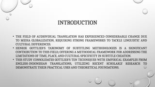 Gottlieb's Subtitling Strategies in Audiovisual Translation.pptx