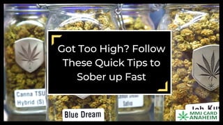 Got Too High? Follow
These Quick Tips to
Sober up Fast
 