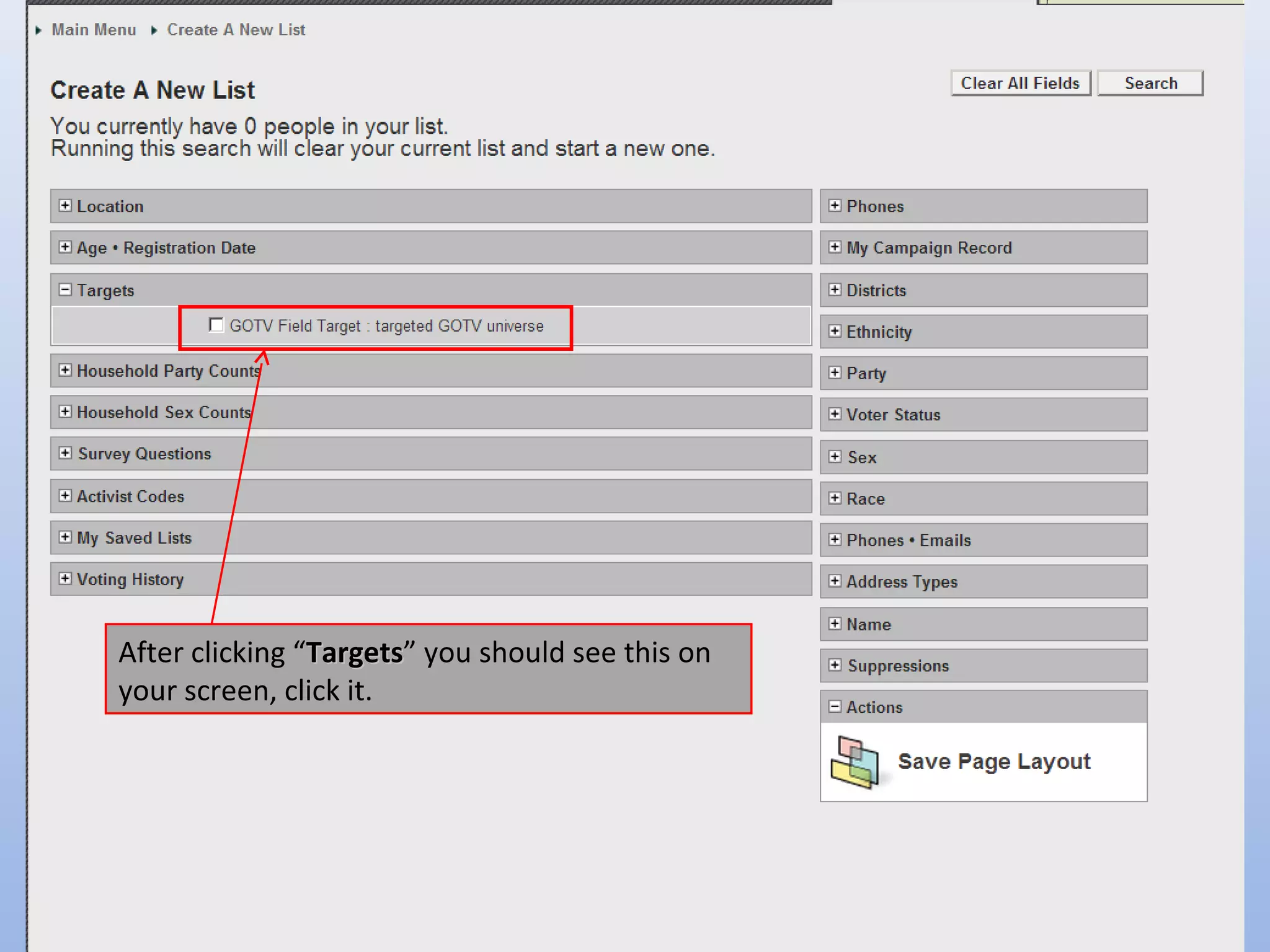 After clicking “Targets” you should see this on
                Targets
your screen, click it.
 