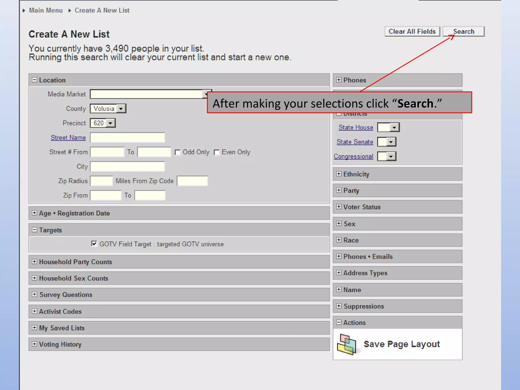 After making your selections click “Search.”
                                    Search
 
