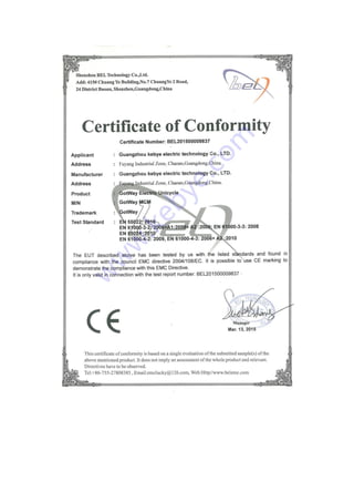 Gotway mcm ce certificate