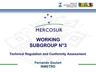 Fernando Goulart INMETRO WORKING SUBGROUP N°3 Technical Regulation and Conformity Assessment  