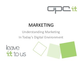 MARKETING
Understanding Marketing
In Today’s Digital Environment
 