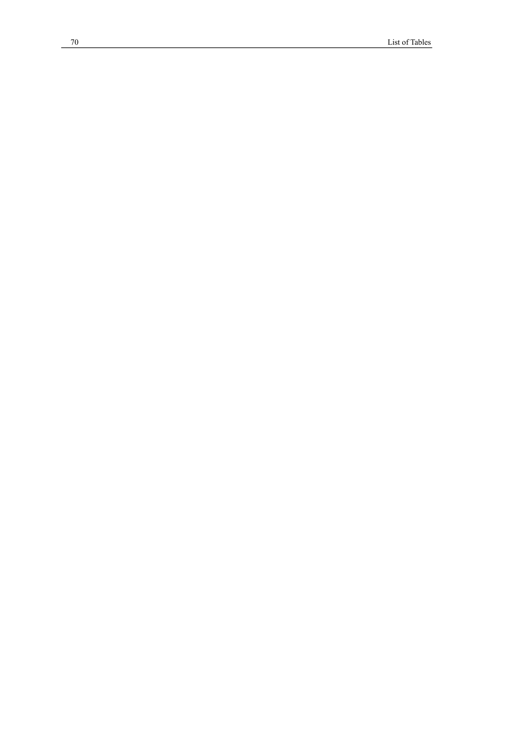 70 List of Tables 
 