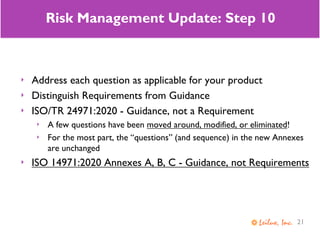 ISO 14971:2019 and ISO/TR 24971 Risk Management Update | PDF