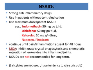 NSAIDs
• Strong anti inflammatory drugs
• Use in patients without contraindication
• Use maximum dose/potent NSAID
e.g., I...