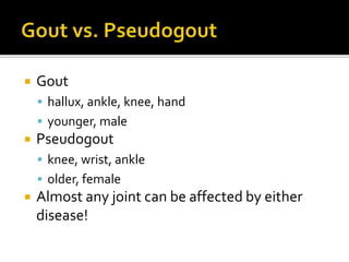 Gout and pseudogout