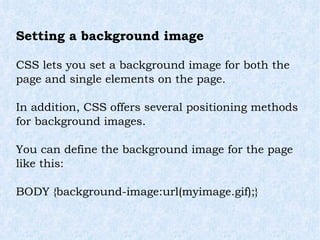 cssstyledeclaration setproperty() method: setting css... CSS | PPT