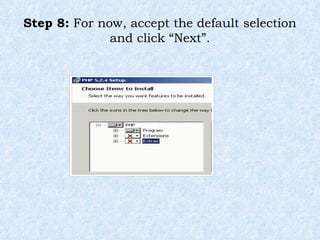 Step 8:  For now, accept the default selection and click “Next”. 