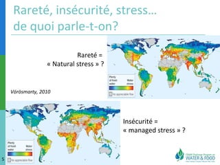 Rareté, insécurité, stress…
de quoi parle-t-on?
Rareté =
« Natural stress » ?

Vörösmarty, 2010

Insécurité =
« managed stress » ?

5

 