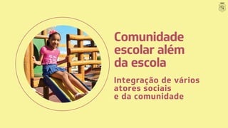 Comunidade
escolar além
da escola
Integração de vários
atores sociais
e da comunidade
 