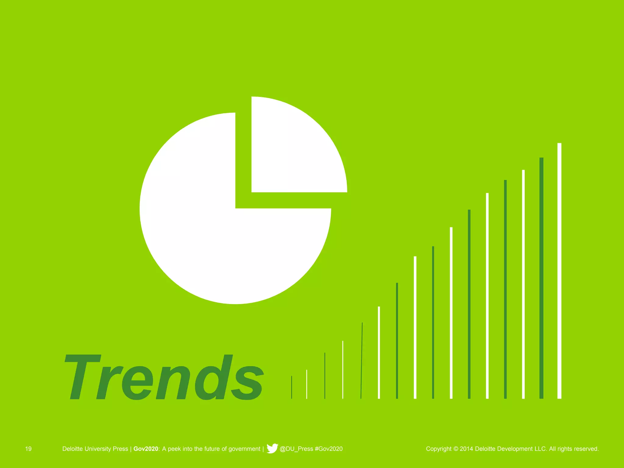 19 Deloitte University Press | Gov2020: A peek into the future of government | @DU_Press #Gov2020 Copyright © 2014 Deloitte Development LLC. All rights reserved. 
Trends  