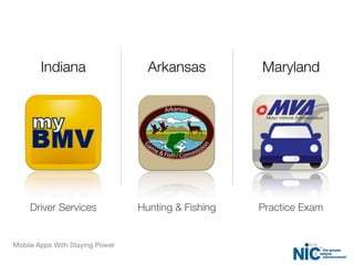 Indiana
Driver Services
Arkansas Maryland
Hunting & Fishing Practice Exam
Mobile Apps With Staying Power
 