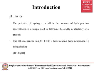 Role of pH & Conductivity meter in formulation development | PPTX