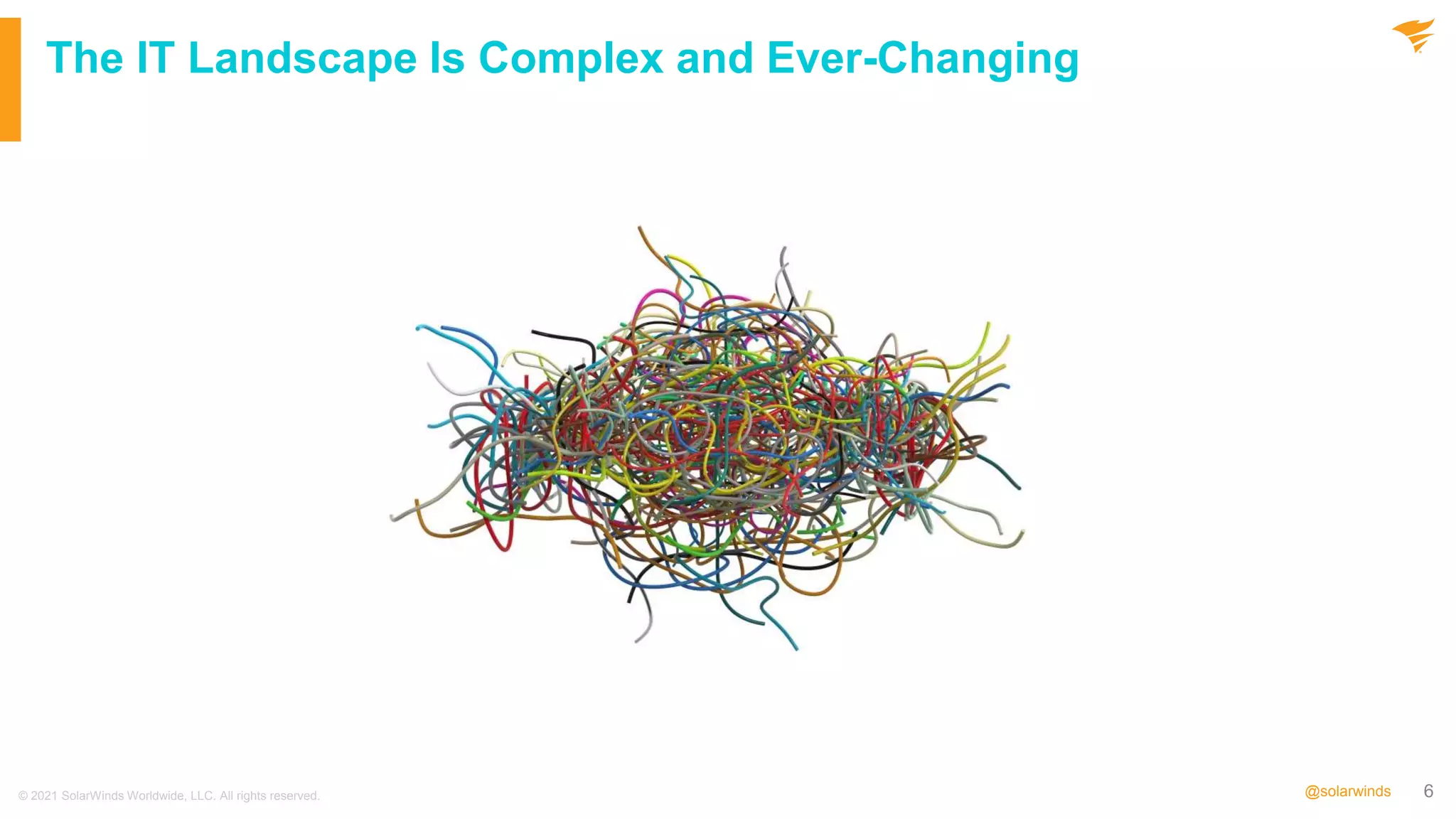6
@solarwinds
The IT Landscape Is Complex and Ever-Changing
© 2021 SolarWinds Worldwide, LLC. All rights reserved.
 