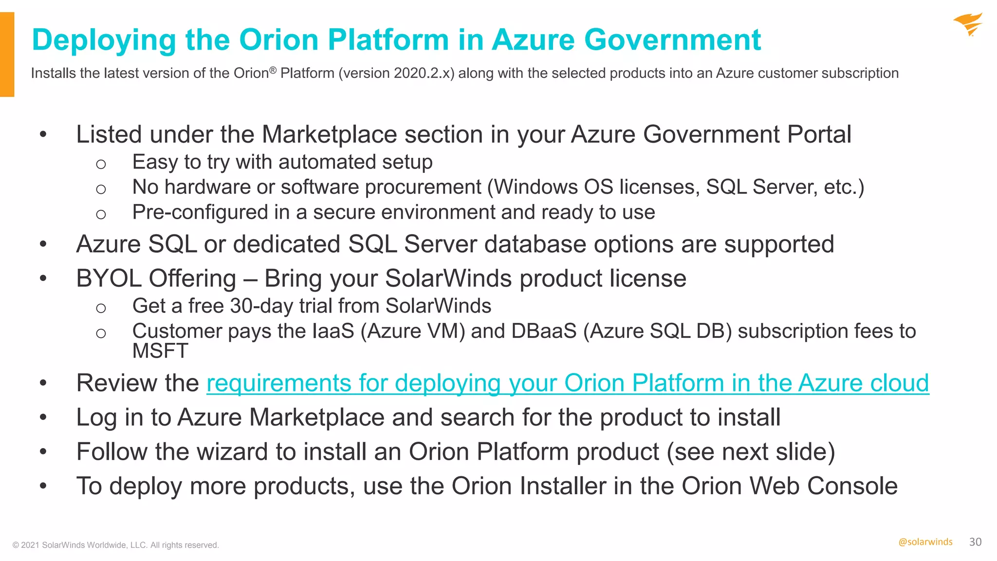 Government Webinar: Monitoring Azure and Deploying SolarWinds on Azure Government Just Got Easier