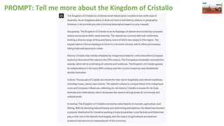 PROMPT: Tell me more about the Kingdom of Cristallo
 