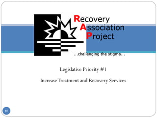 Legislative Priority #1 Increase Treatment and Recovery Services 