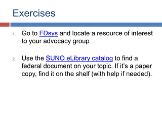 Sudoc Example Introduction to Government Documents | PPTX