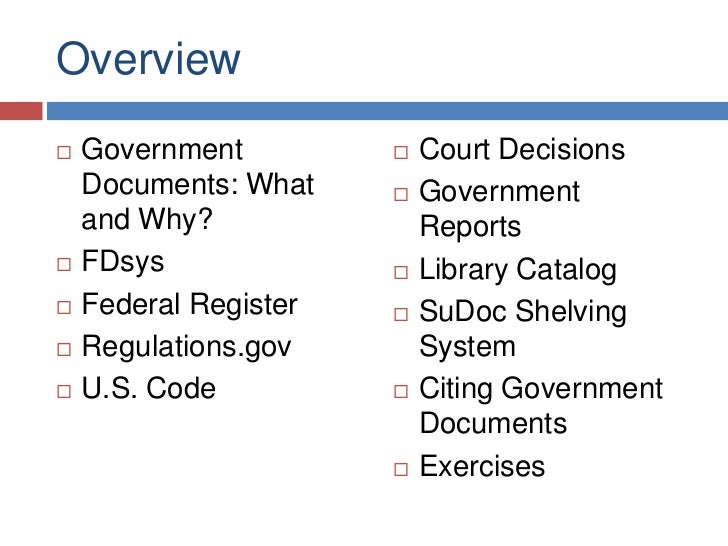 Introduction to Government Documents