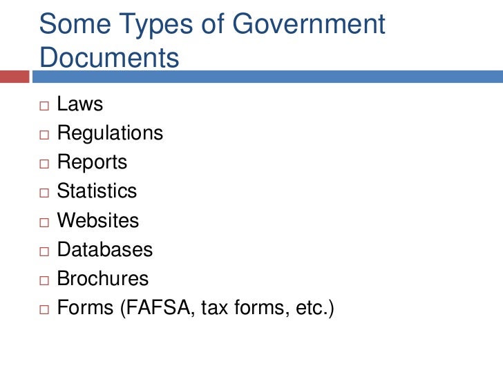 Introduction to Government Documents