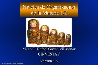 Niveles de Organización de la Materia 1/2 M. en C. Rafael Govea Villaseñor CINVESTAV Versión 1.3 