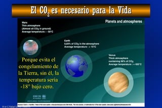 M en C Rafael Govea VillaseñorM en C Rafael Govea Villaseñor
El COEl CO22 es necesario para la Vidaes necesario para la Vida
PorquePorque evita elevita el
congelamiento decongelamiento de
la Tierra, sin él, lala Tierra, sin él, la
temperatura seríatemperatura sería
-18° bajo cero.-18° bajo cero.
 